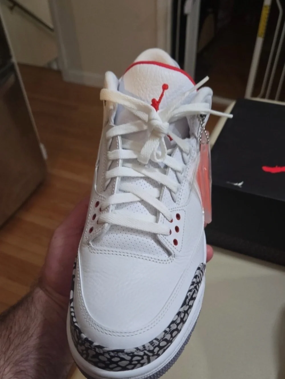 Air Jordan 3 Retro 88 White/Red Elephant Print Sneakers